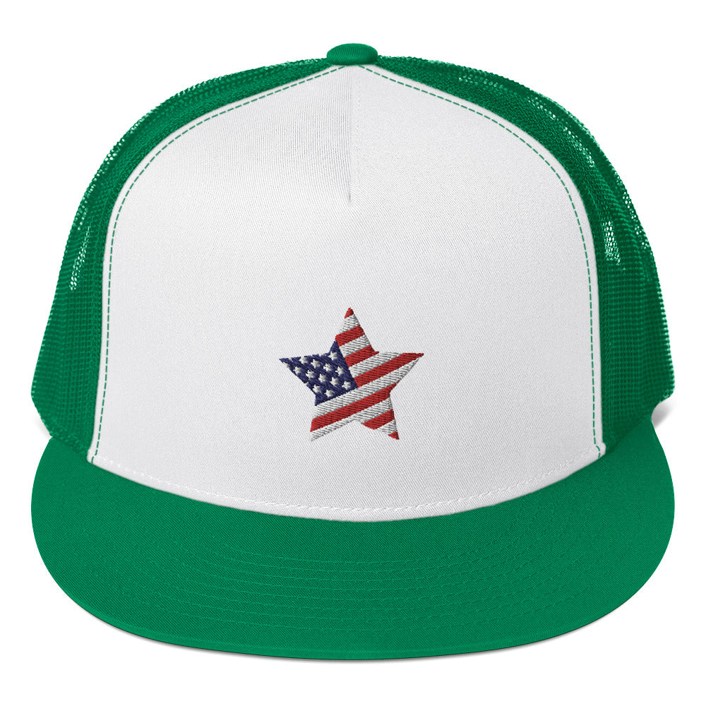 American Flag Star Trucker Cap